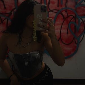 Garage Silver Metallic Crop Top